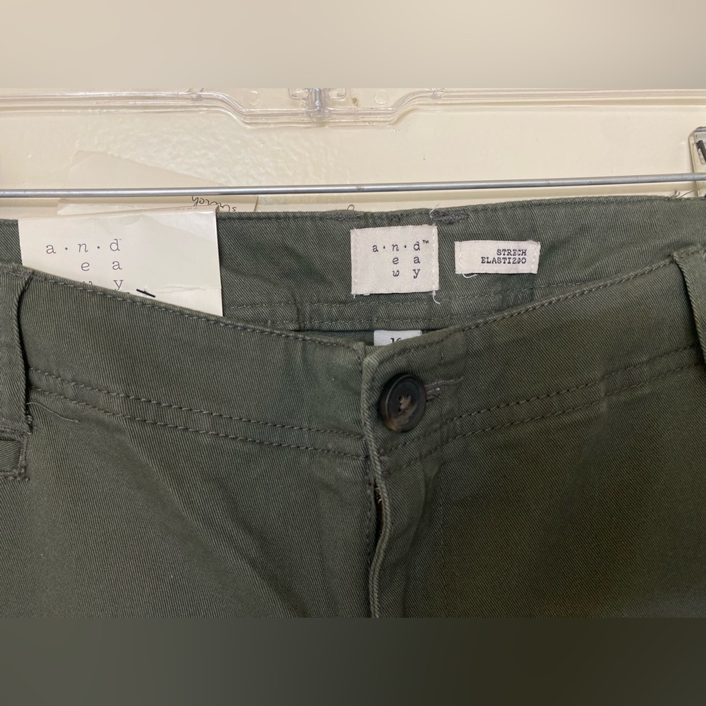 Olive Green Slim Pants - Picture 2 of 4